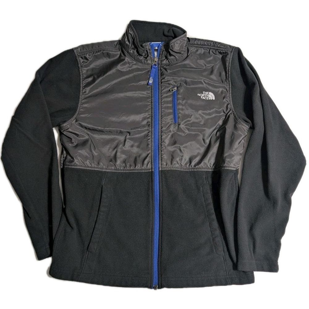 North Face Boys Denali Fleece Jacket L 14/16 Black Gray Blue Zip – Cozy Legend